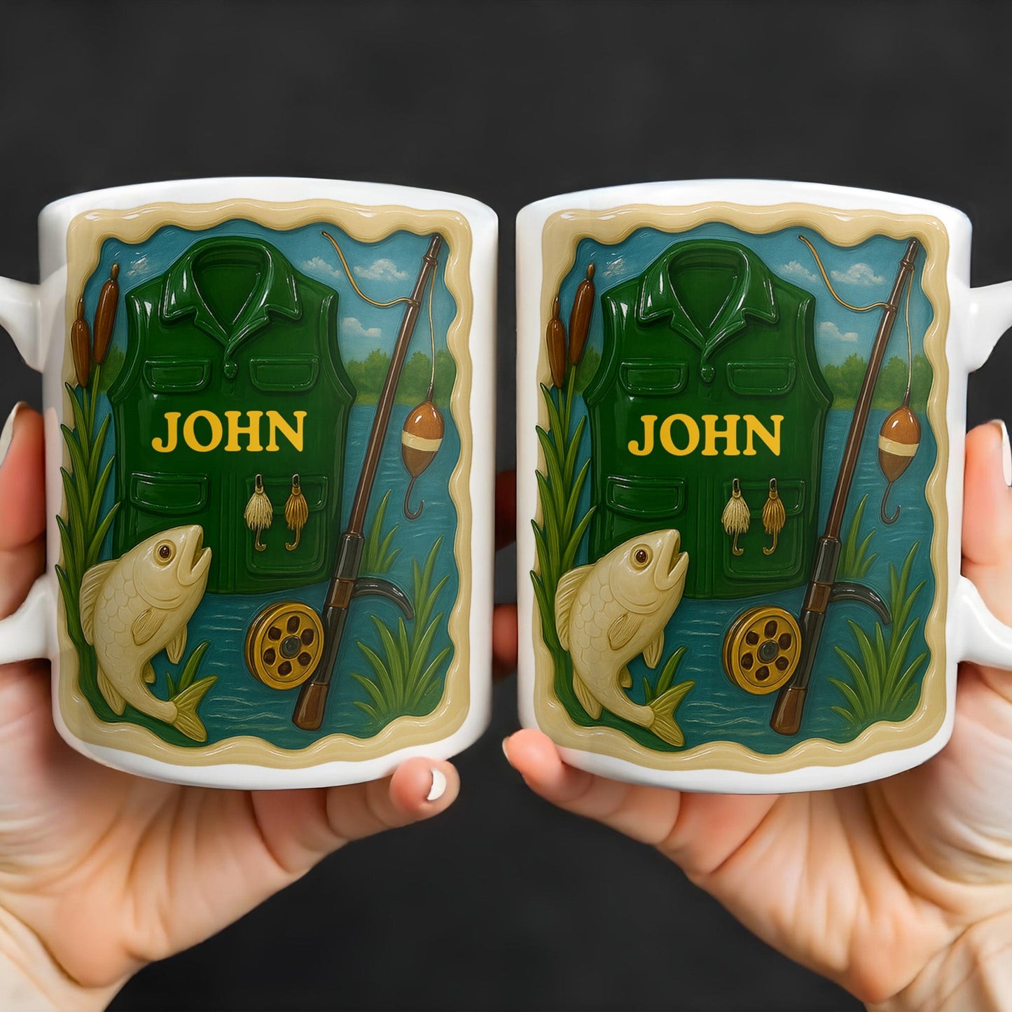Personalized Custom Coffee Mug For Fishing Enthusiasts - Personalized Custom Coffee Mug - FISH001_MG