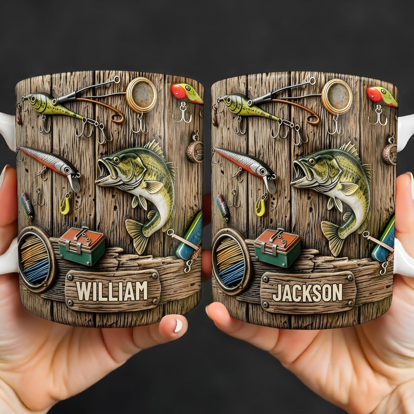 Celebrate Your Love for Fishing with Iconic Angling Gear - Personalized Custom Coffee Mug - FISH017_MG