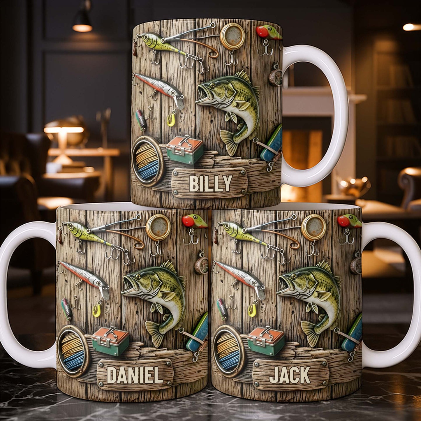 Celebrate Your Love for Fishing with Iconic Angling Gear - Personalized Custom Coffee Mug - FISH017_MG