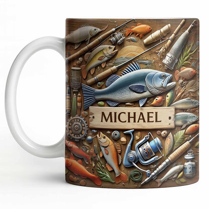 Personalized Mug For Fishing Enthusiasts - Personalized Custom Coffee Mug - FISH019_MG