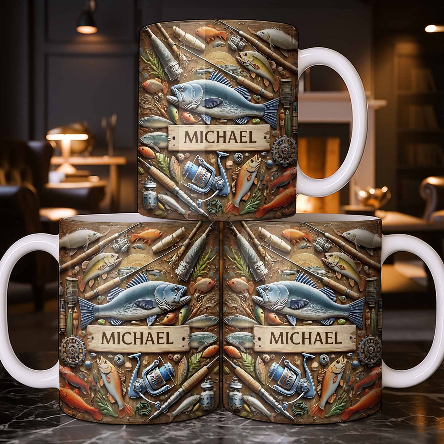 Personalized Mug For Fishing Enthusiasts - Personalized Custom Coffee Mug - FISH019_MG