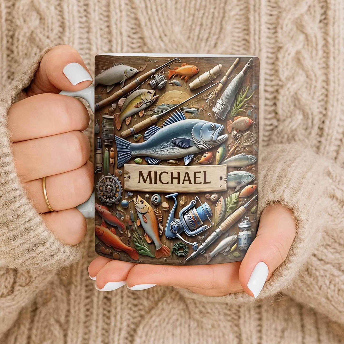 Personalized Mug For Fishing Enthusiasts - Personalized Custom Coffee Mug - FISH019_MG