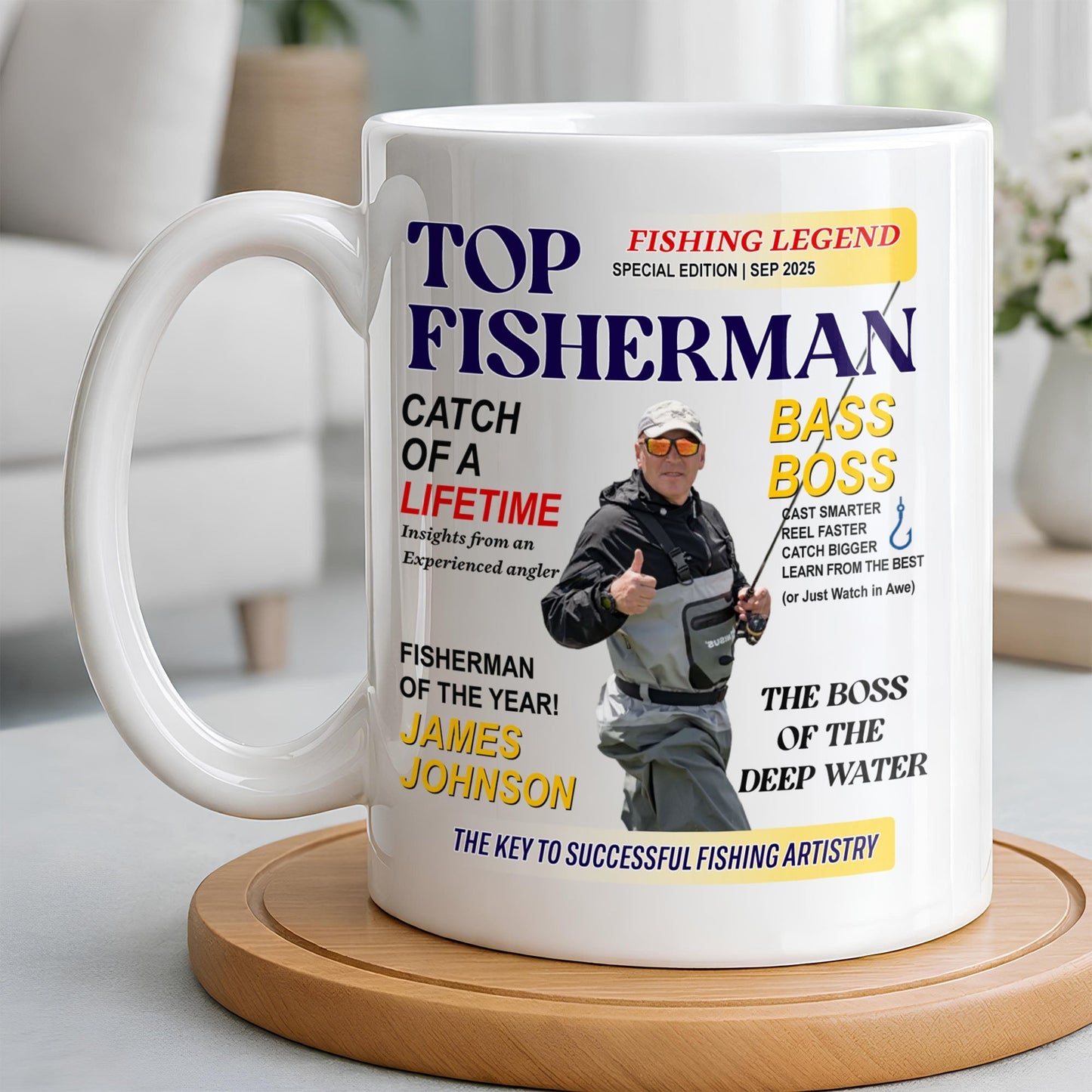 Top Fisherman, Catch Of A Lifetime, Insights From An Experienced Angler - Personalized Custom Coffee Mug - FISH020_MG
