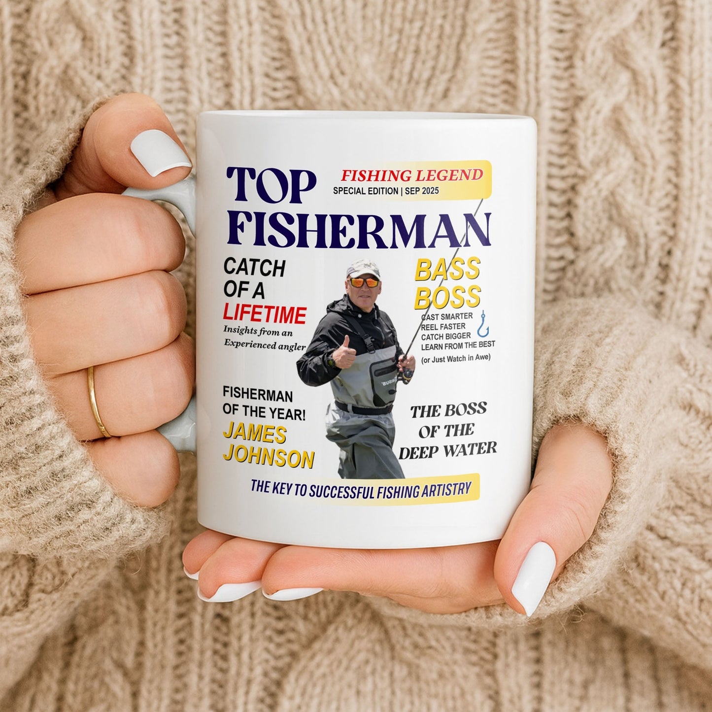 Top Fisherman, Catch Of A Lifetime, Insights From An Experienced Angler - Personalized Custom Coffee Mug - FISH020_MG