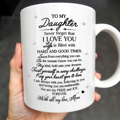 To My Daughter with Pansy Flower and Butterflies - Personalized Custom Coffee Mug - FM006_MG
