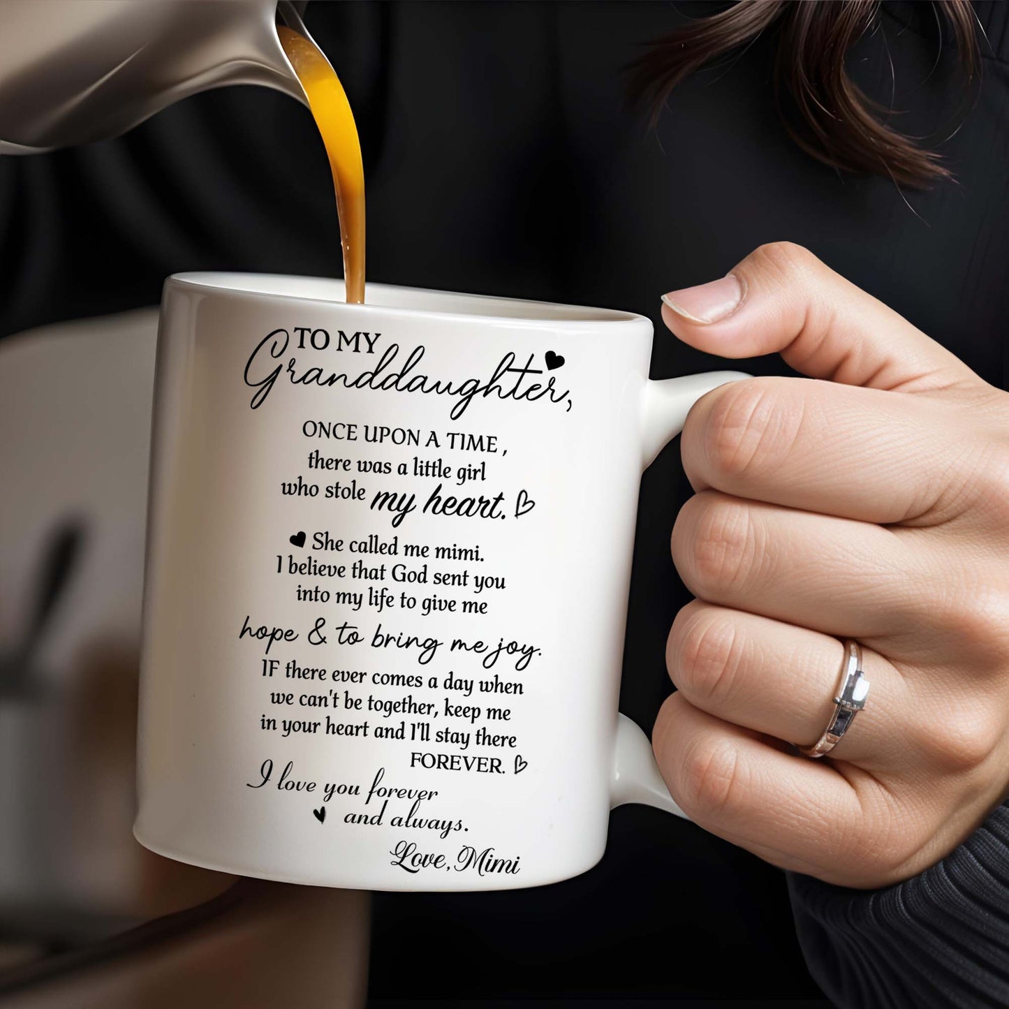 Love Message For Granddaughter With Pansy Flower And Heart - Personalized Custom Coffee Mug - FM028_MG