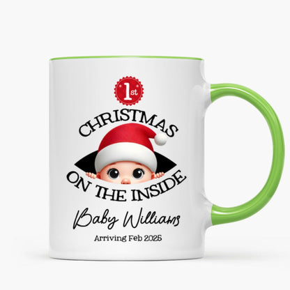 Personalized Baby's First Christmas On the Inside Mug, Custom Pregnancy Reveal Mug, Expecting Parents