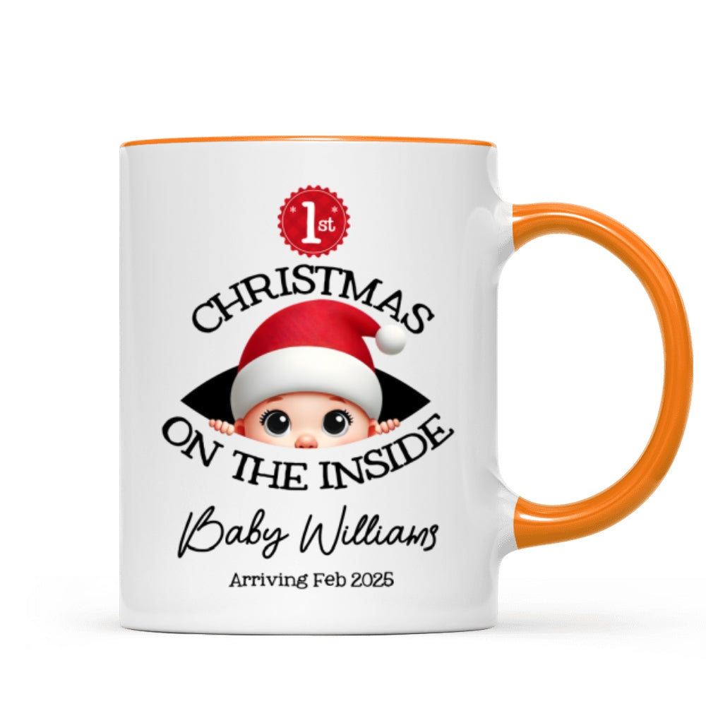 Personalized Baby's First Christmas On the Inside Mug, Custom Pregnancy Reveal Mug, Expecting Parents