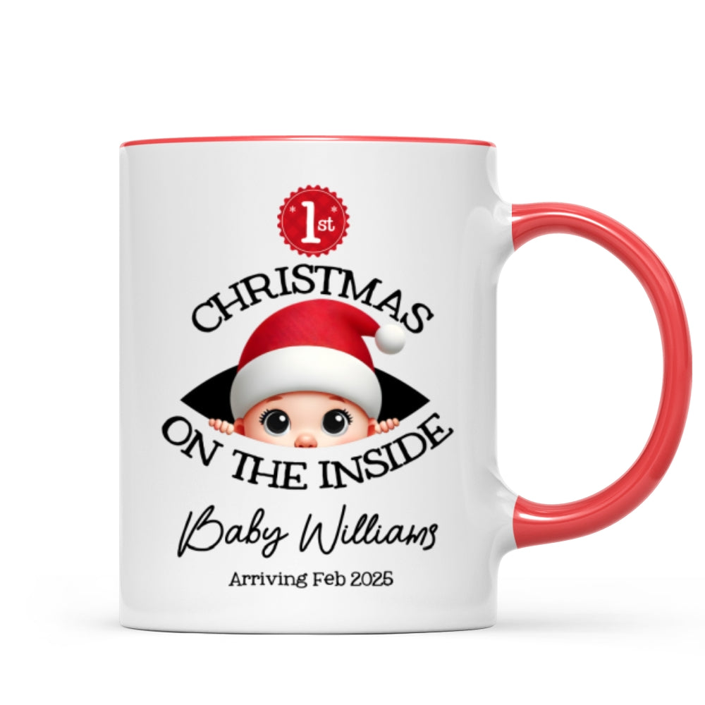 Personalized Baby's First Christmas On the Inside Mug, Custom Pregnancy Reveal Mug, Expecting Parents