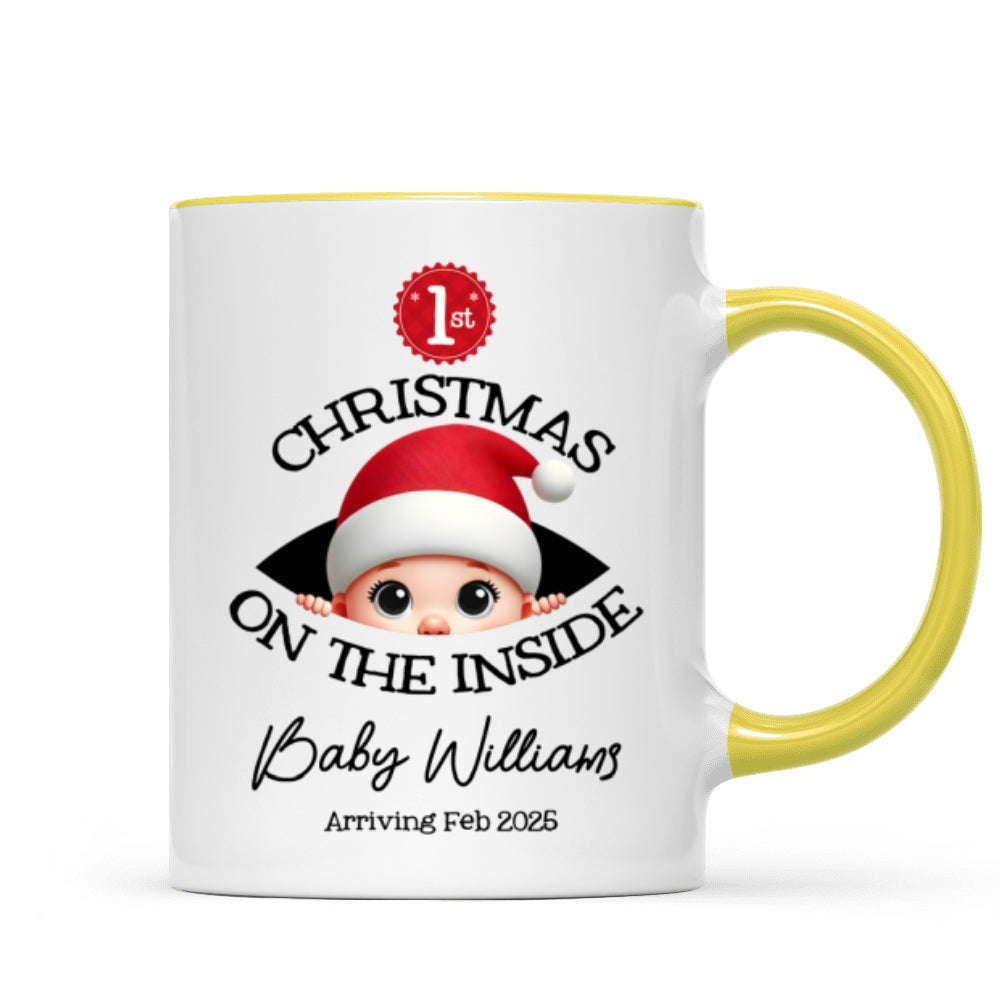 Personalized Baby's First Christmas On the Inside Mug, Custom Pregnancy Reveal Mug, Expecting Parents
