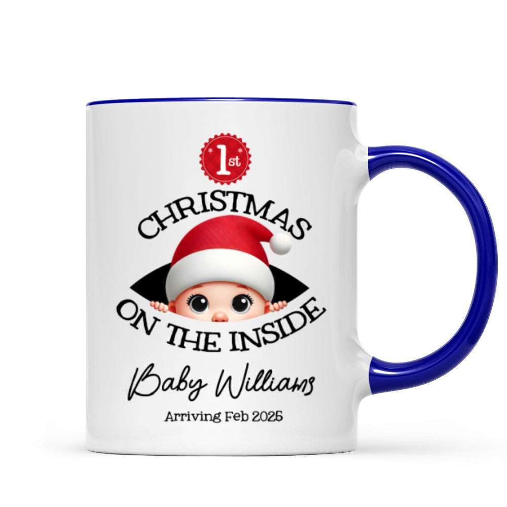 Personalized Baby's First Christmas On the Inside Mug, Custom Pregnancy Reveal Mug, Expecting Parents