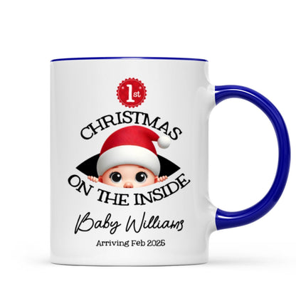 Personalized Baby's First Christmas On the Inside Mug, Custom Pregnancy Reveal Mug, Expecting Parents