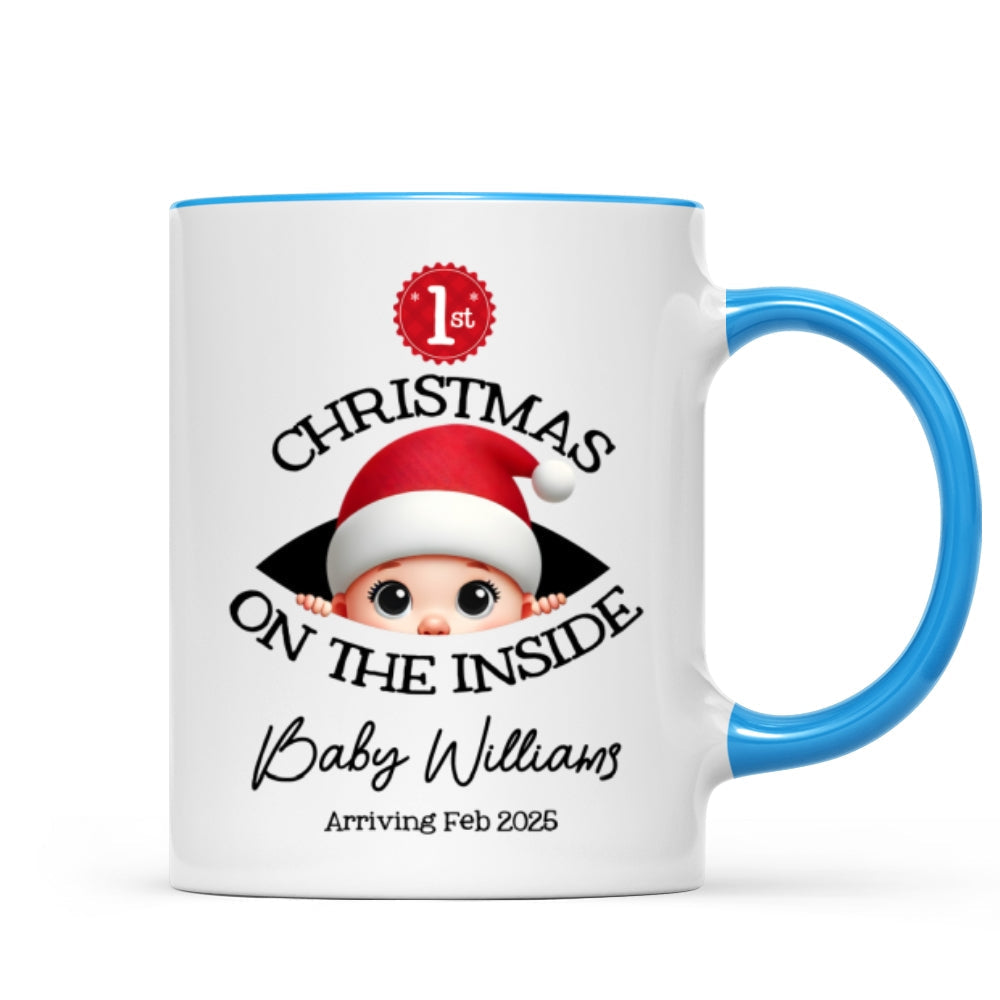 Personalized Baby's First Christmas On the Inside Mug, Custom Pregnancy Reveal Mug, Expecting Parents