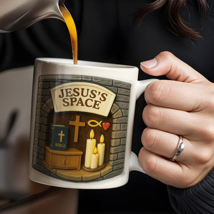 Jesus's Space, Candles, Bible, And Cross Design - Personalized Custom Coffee Mug - FTH047_MG
