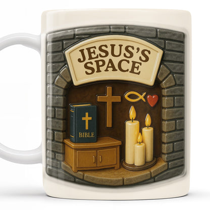 Jesus's Space, Candles, Bible, And Cross Design - Personalized Custom Coffee Mug - FTH047_MG