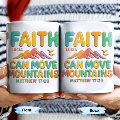 Faith Can Move Mountains, Colorful Mountain and Bird Design - Personalized Custom Coffee Mug - FTH051_MG