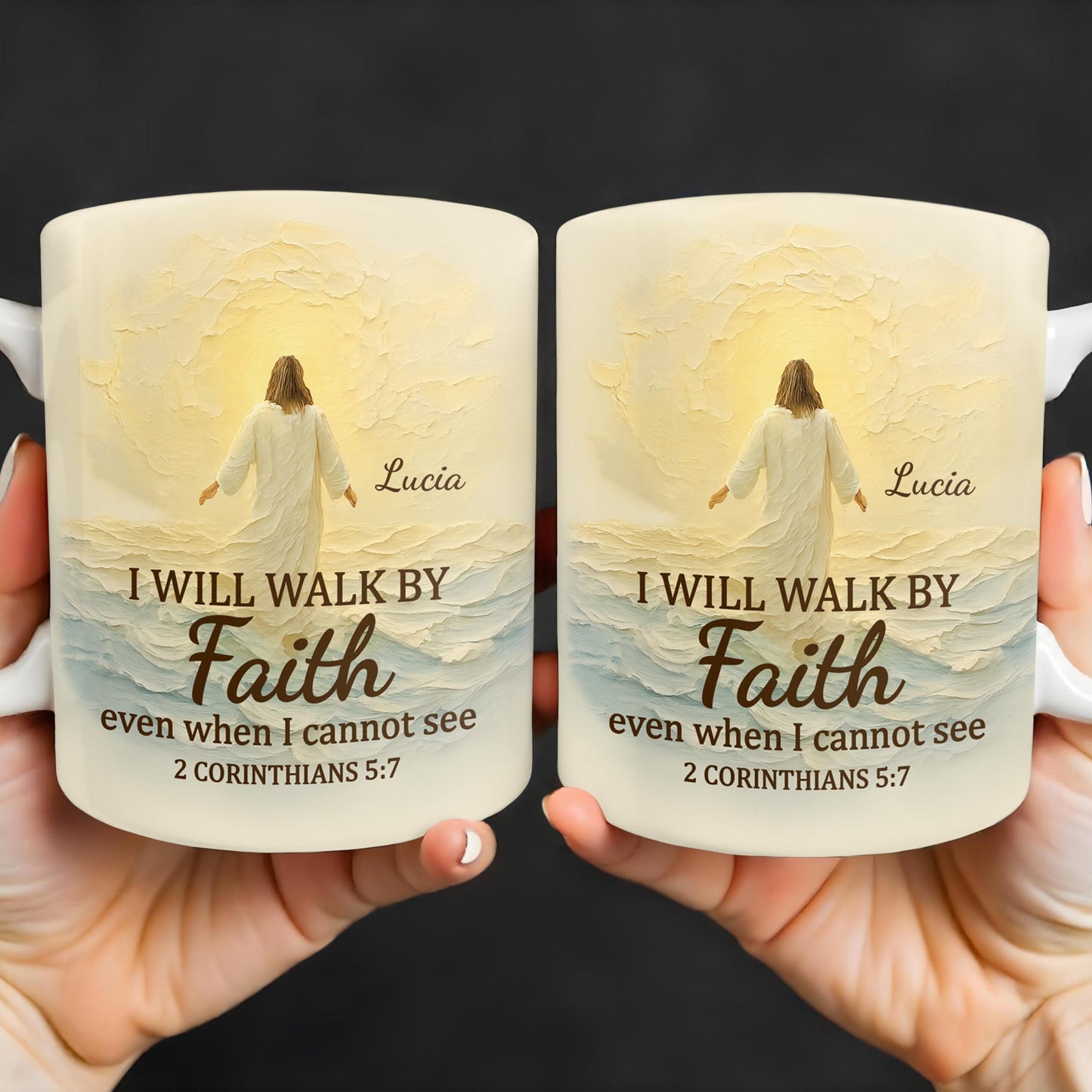 I Will Walk By Faith Even When I Cannot See, Ocean And Sunlight - Personalized Custom Coffee Mug - FTH052_MG