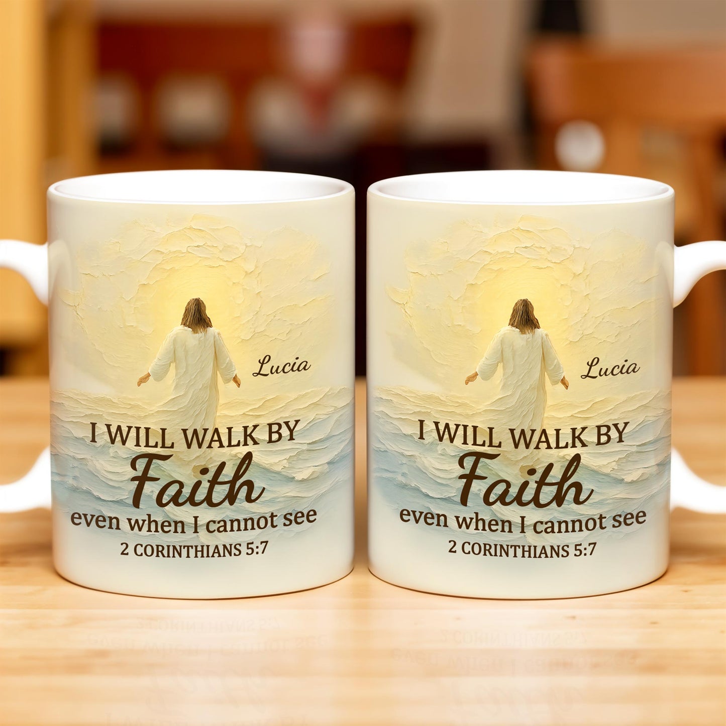 I Will Walk By Faith Even When I Cannot See, Ocean And Sunlight - Personalized Custom Coffee Mug - FTH052_MG