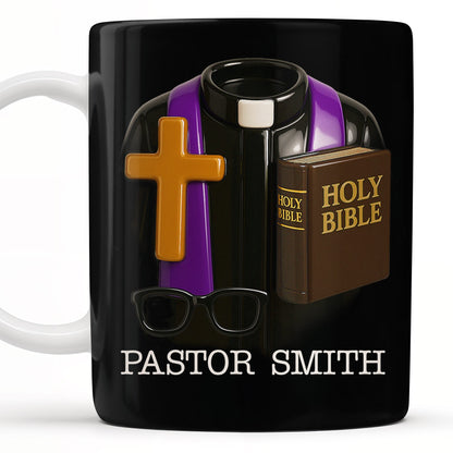 Pastor, Cross, Glasses and Holy Bible - Personalized Custom Coffee Mug - FTH054_MG