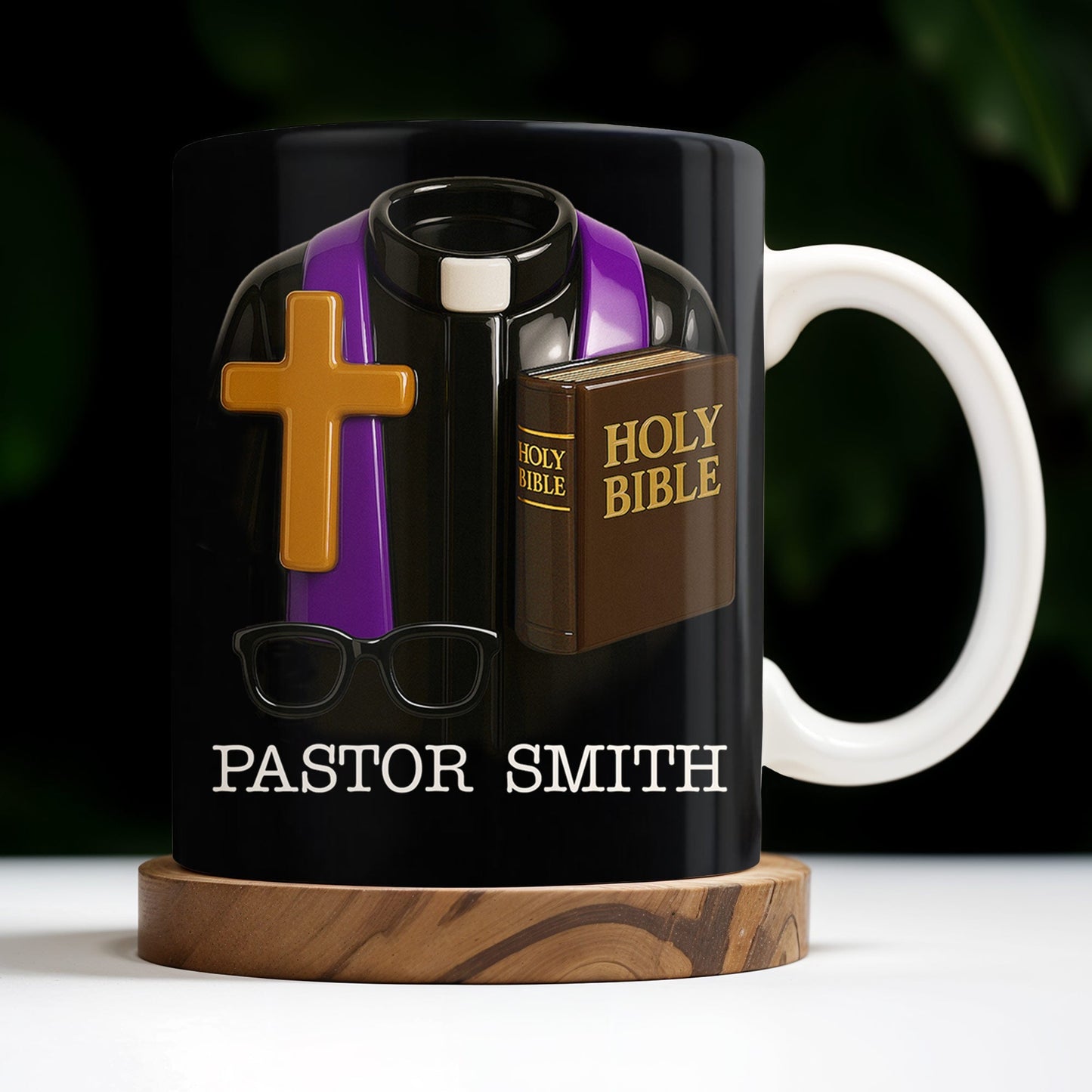 Pastor, Cross, Glasses and Holy Bible - Personalized Custom Coffee Mug - FTH054_MG