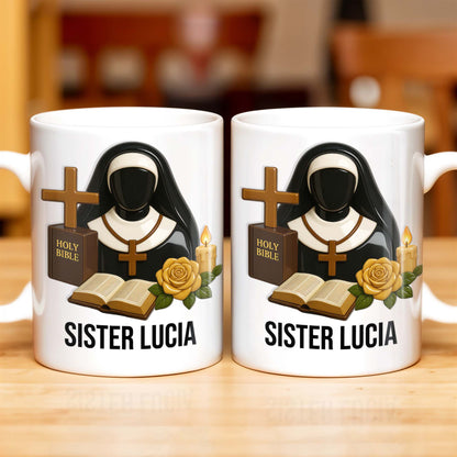 Customize Your Spiritual Coffee Mug With Icons Like Nun, Cross, And Rose - Personalized Custom Coffee Mug - FTH055_MG