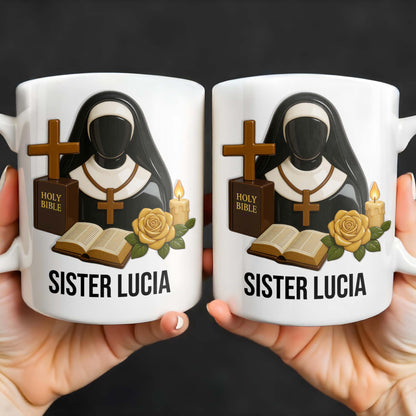 Customize Your Spiritual Coffee Mug With Icons Like Nun, Cross, And Rose - Personalized Custom Coffee Mug - FTH055_MG