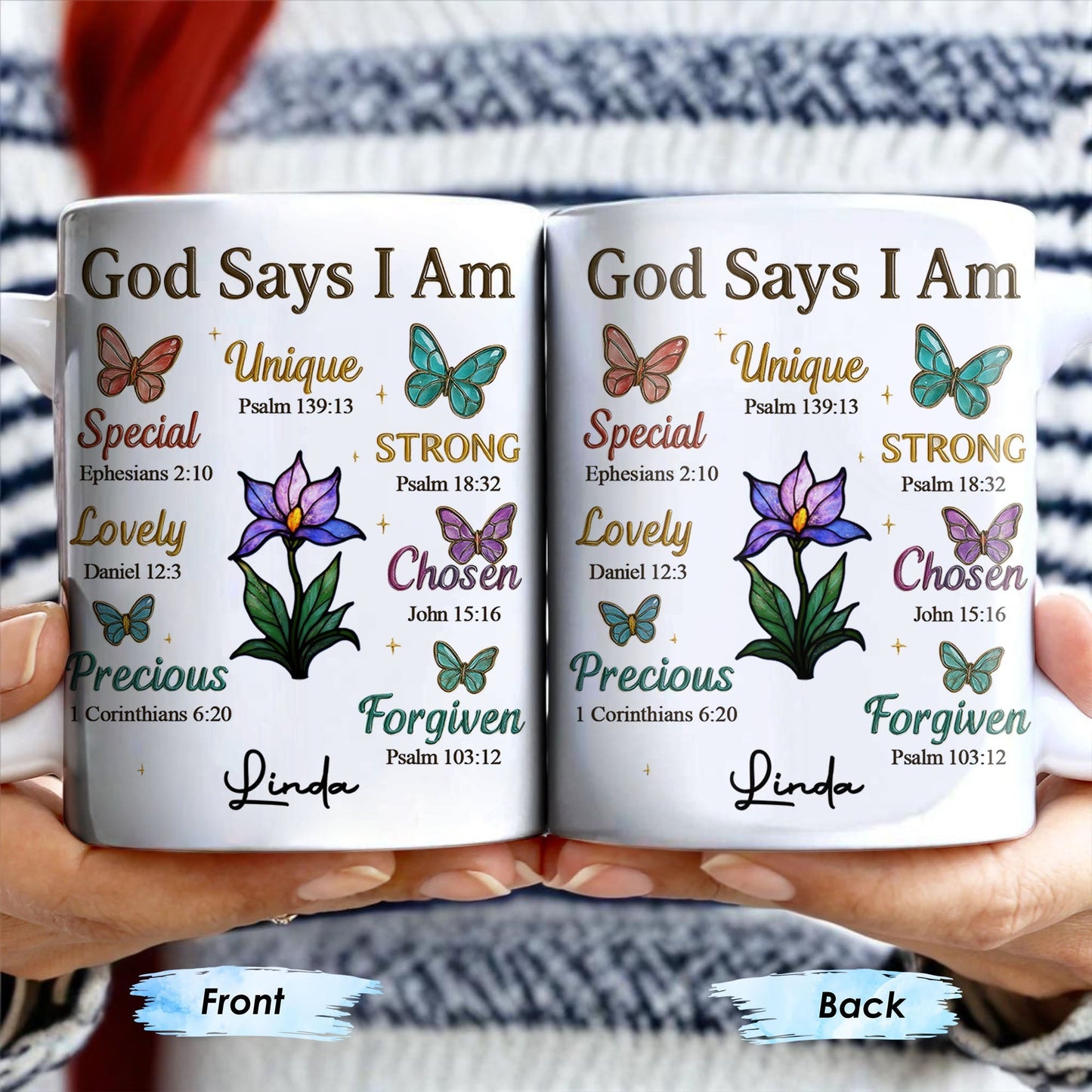 God Says I Am Special, Unique, Lovely, Butterflies and Flower - Personalized Custom Coffee Mug - FTH057_MG
