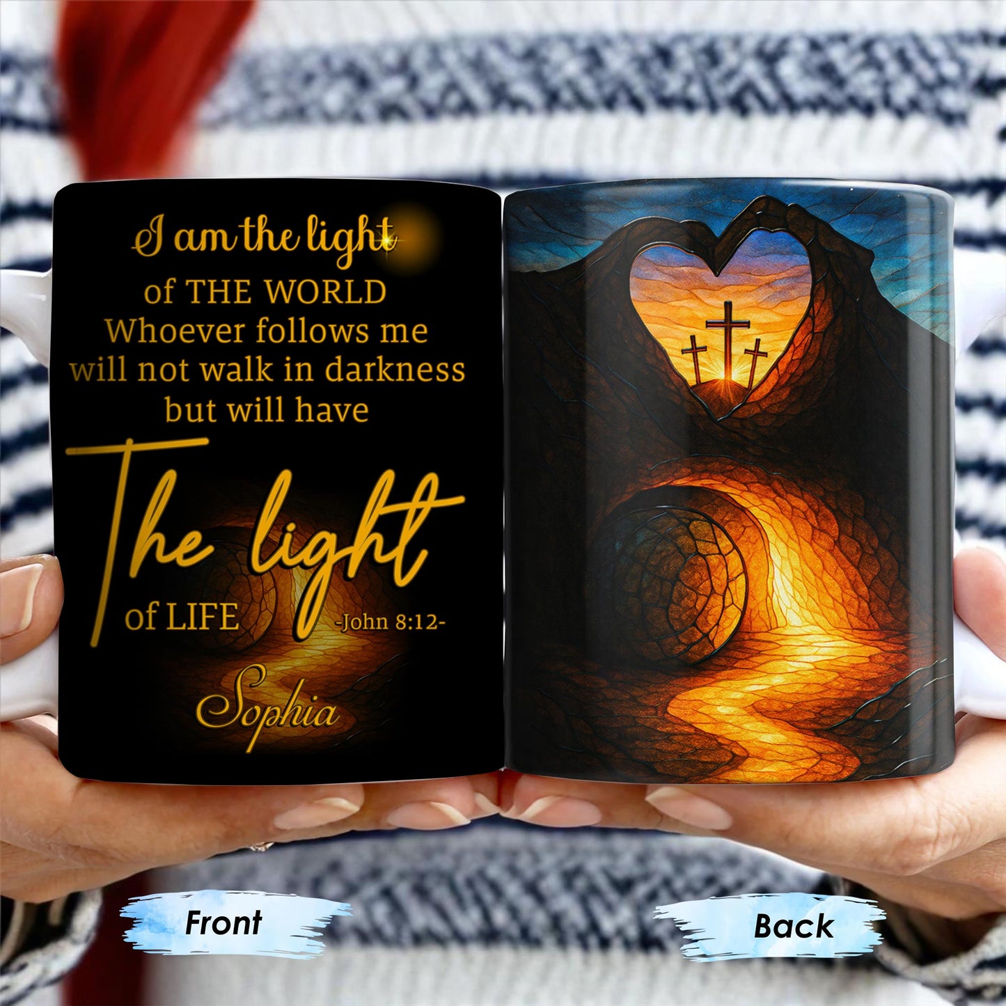 I Am The Light Of The World, Cross and Heart Coffee Mug - Personalized Custom Coffee Mug - FTH060_MG