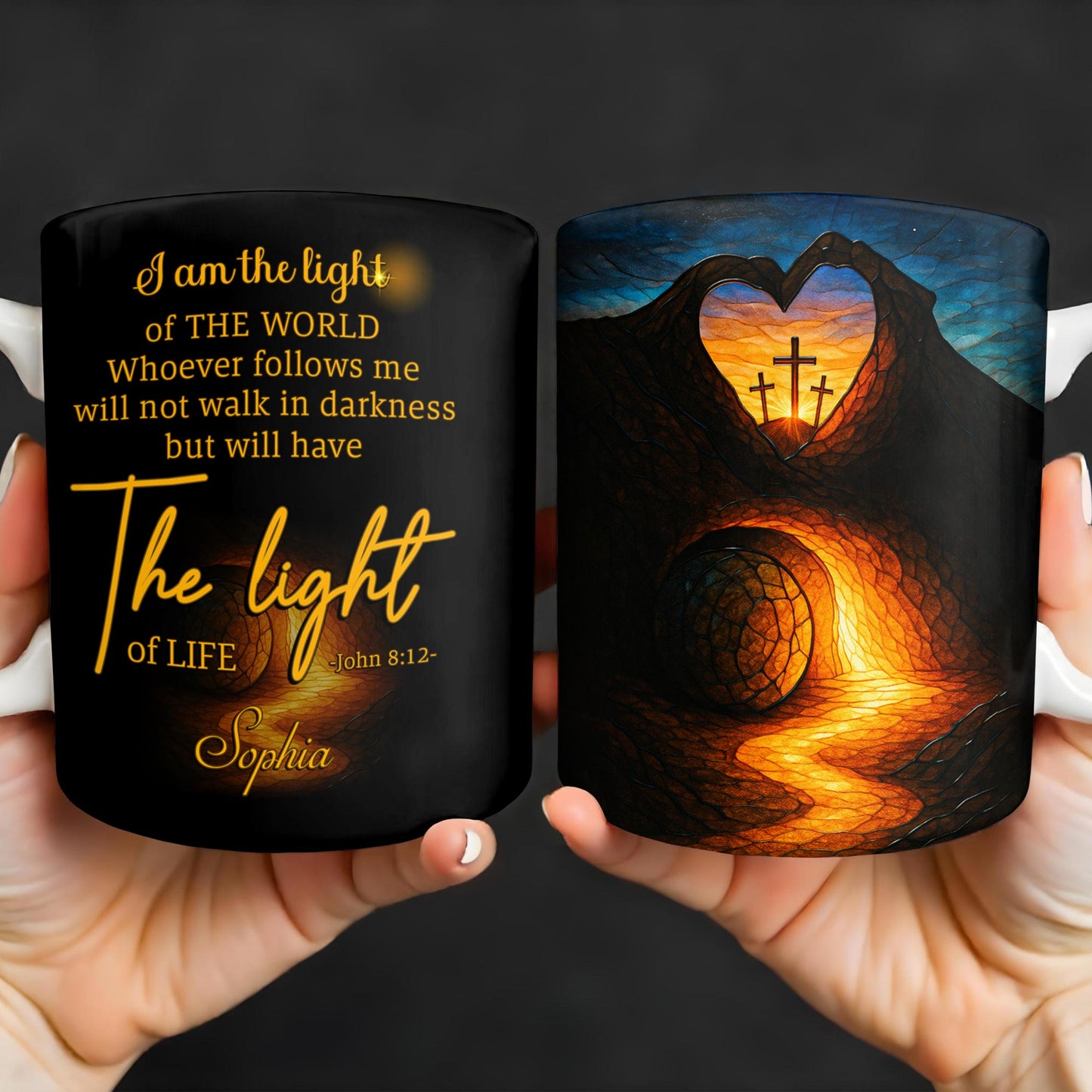 I Am The Light Of The World, Cross and Heart Coffee Mug - Personalized Custom Coffee Mug - FTH060_MG