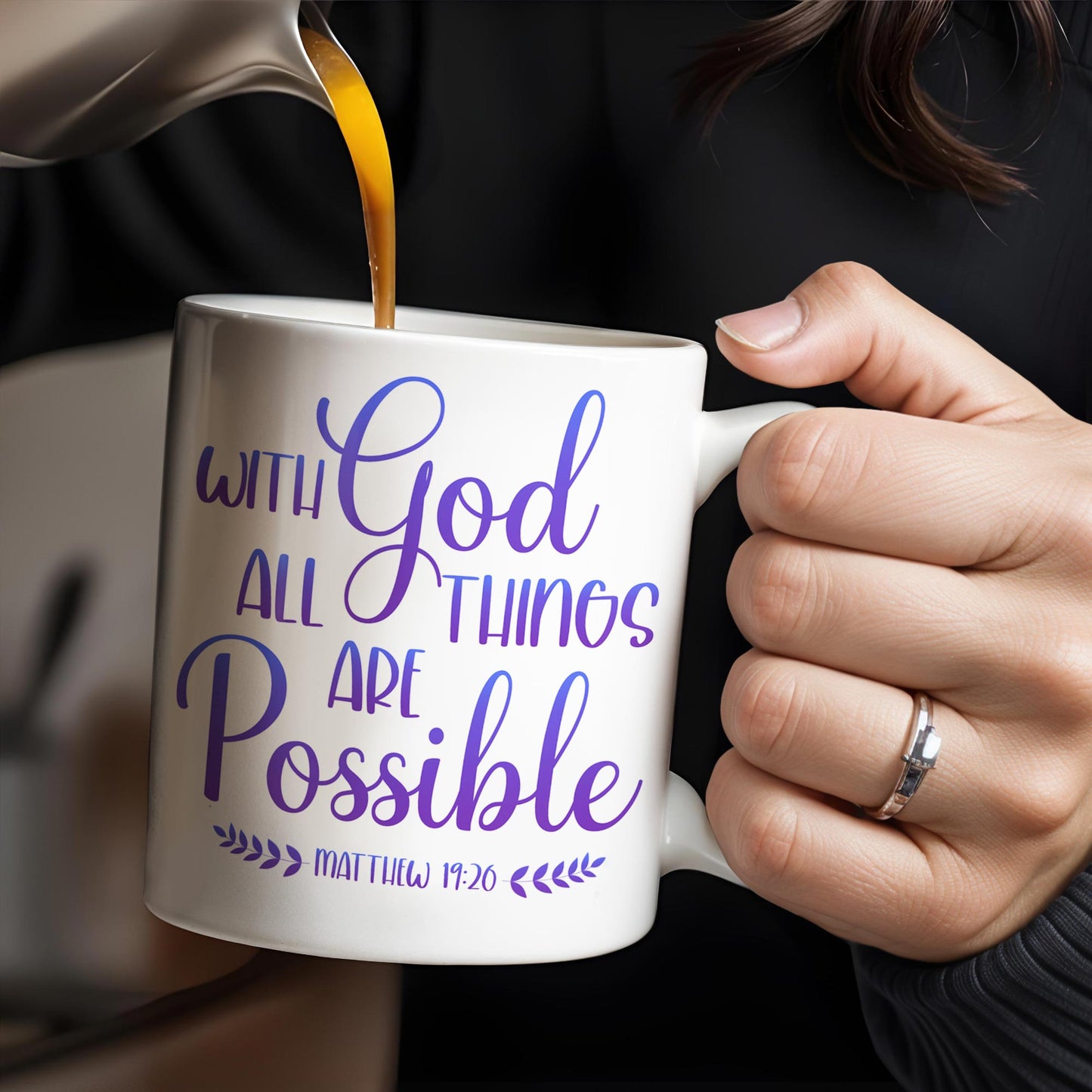 With God All Things Are Possible, Religious Quote - Personalized Custom Coffee Mug - FTH063_MG