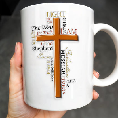 Light Of The Way, The Truth, Good Shepherd, Alpha & Omega, Messiah, Cross and Religious Text - Personalized Custom Coffee Mug - FTH069_MG