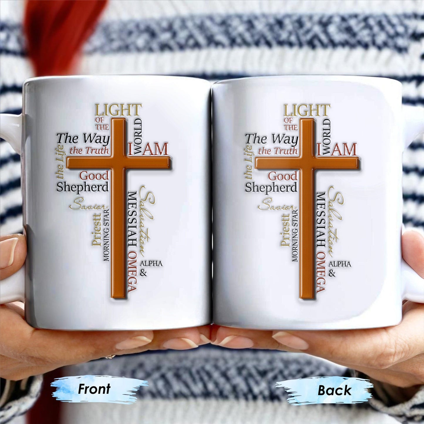 Light Of The Way, The Truth, Good Shepherd, Alpha & Omega, Messiah, Cross and Religious Text - Personalized Custom Coffee Mug - FTH069_MG