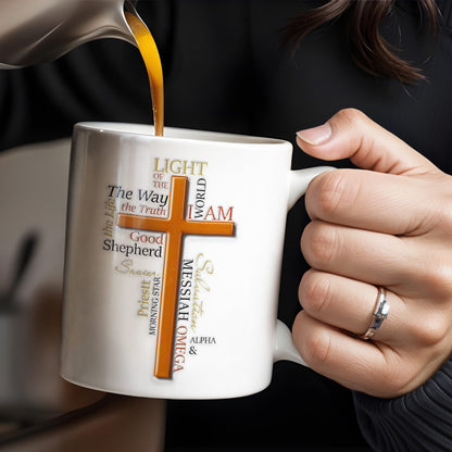 Light Of The Way, The Truth, Good Shepherd, Alpha & Omega, Messiah, Cross and Religious Text - Personalized Custom Coffee Mug - FTH069_MG