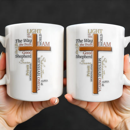 Light Of The Way, The Truth, Good Shepherd, Alpha & Omega, Messiah, Cross and Religious Text - Personalized Custom Coffee Mug - FTH069_MG