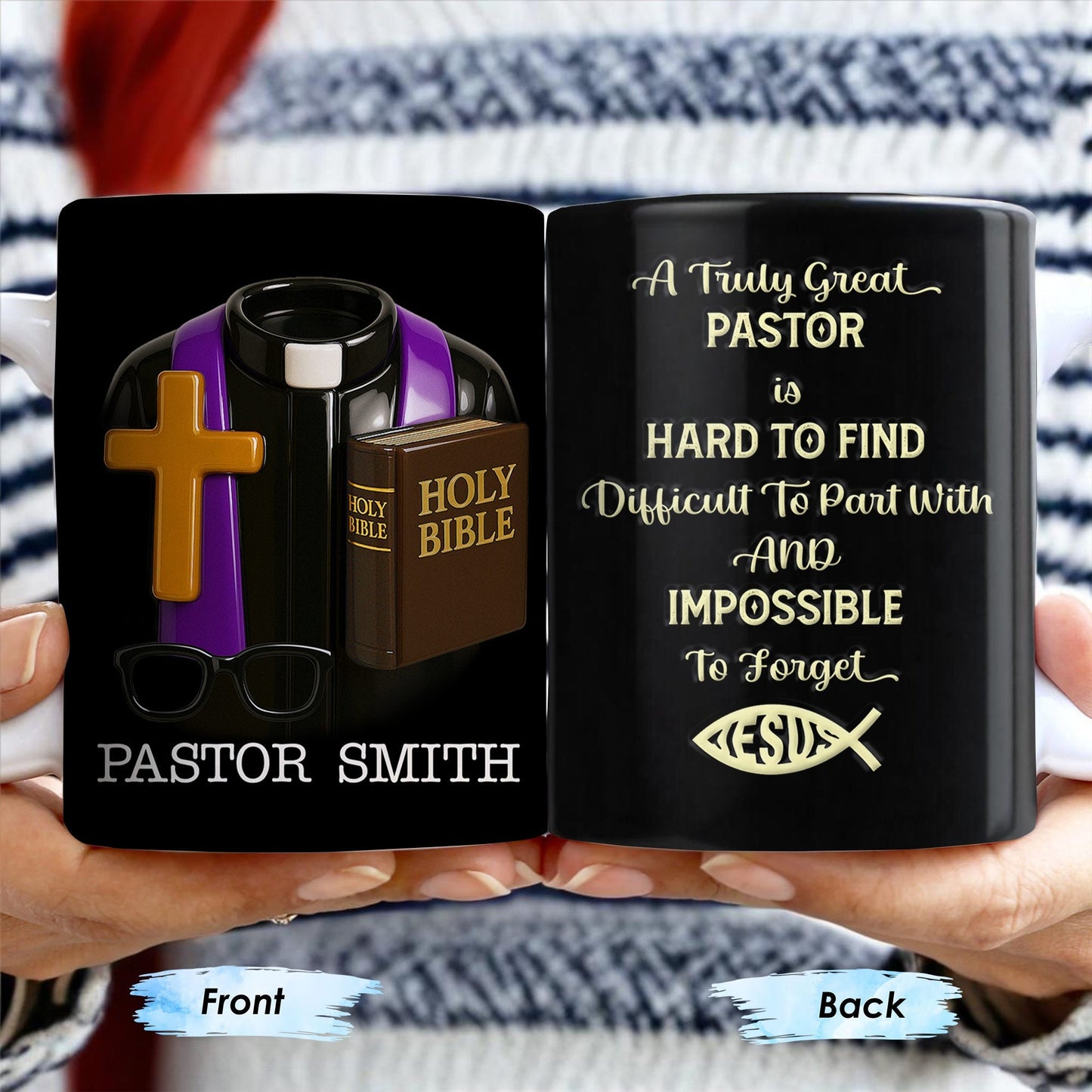 A Truly Great Pastor Is Hard To Find, Cross, Holy Bible And Glasses - Personalized Custom Coffee Mug - FTH072_MG