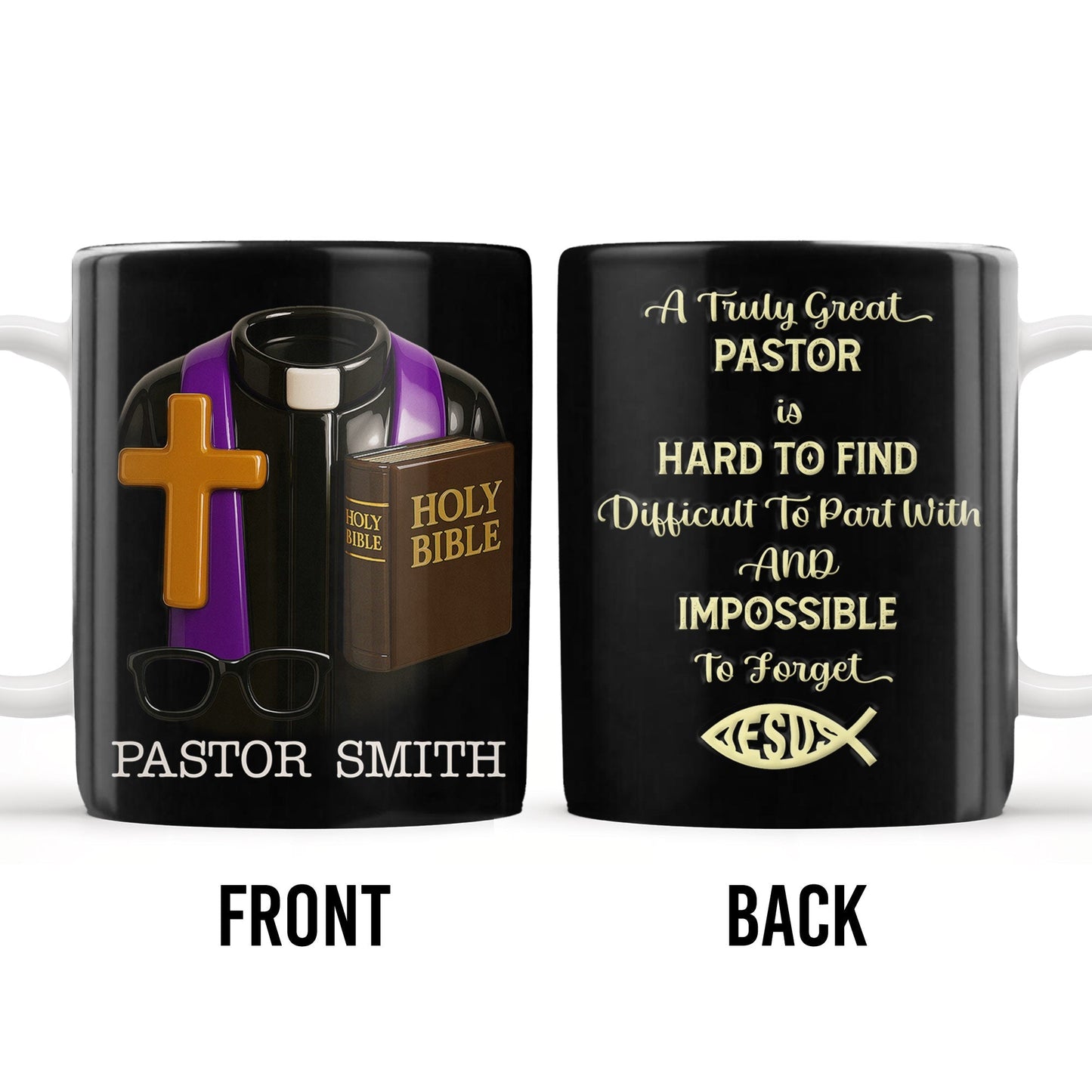 A Truly Great Pastor Is Hard To Find, Cross, Holy Bible And Glasses - Personalized Custom Coffee Mug - FTH072_MG