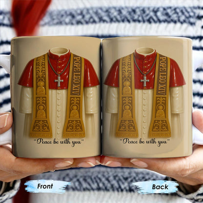 Peace Be With You, Papal Vestments and Cross - Personalized Custom Coffee Mug - FTH073_MG