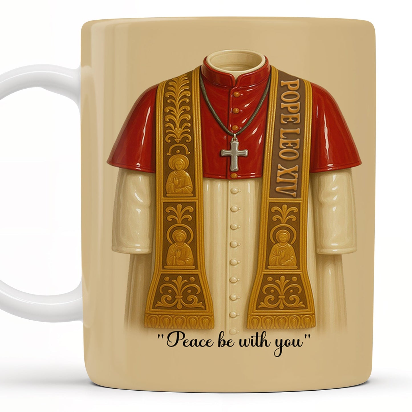 Peace Be With You, Papal Vestments and Cross - Personalized Custom Coffee Mug - FTH073_MG