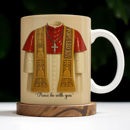 Peace Be With You, Papal Vestments and Cross - Personalized Custom Coffee Mug - FTH073_MG