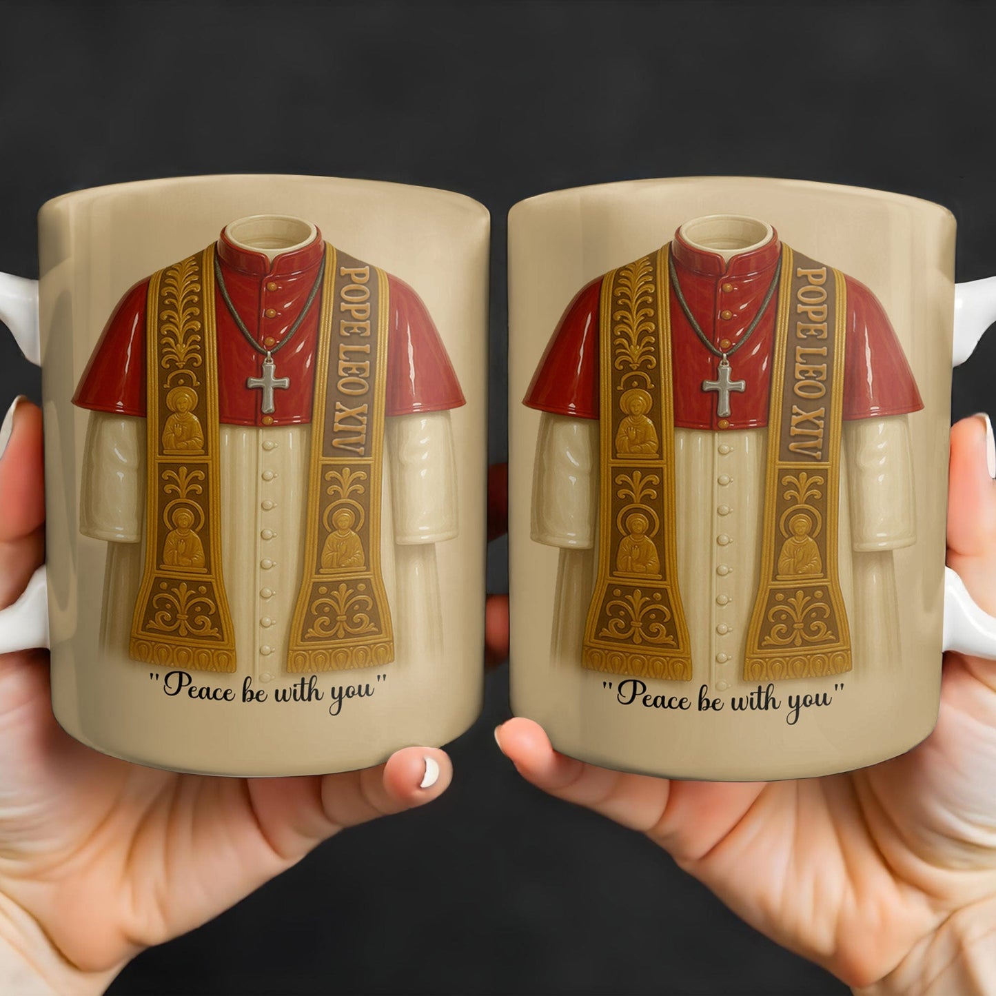 Peace Be With You, Papal Vestments and Cross - Personalized Custom Coffee Mug - FTH073_MG