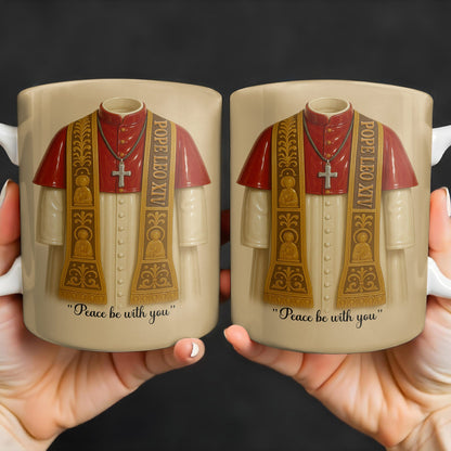 Peace Be With You, Papal Vestments and Cross - Personalized Custom Coffee Mug - FTH073_MG