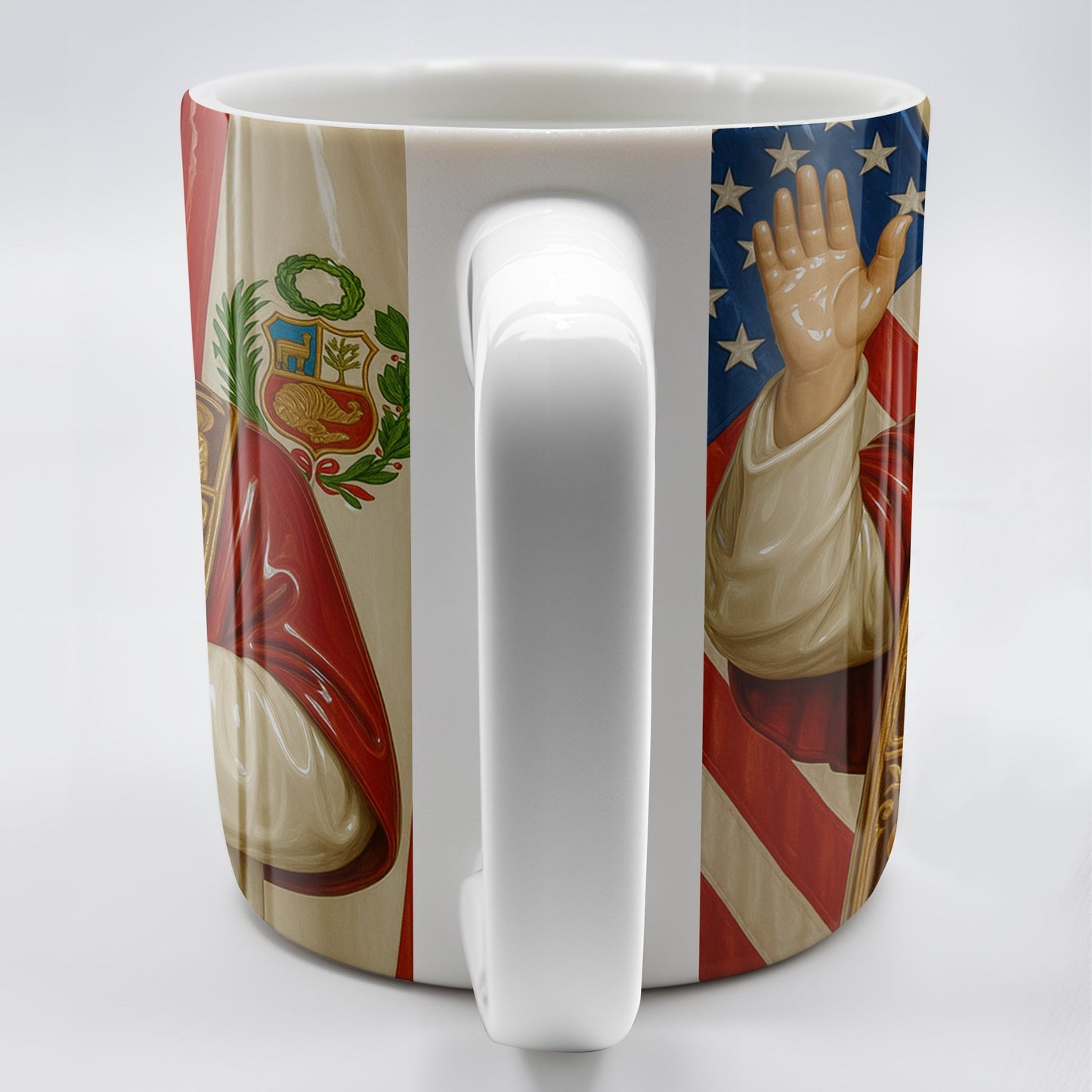 Personalized Coffee Mug With Religious Iconography And Flags - Personalized Custom Coffee Mug - FTH074_MG