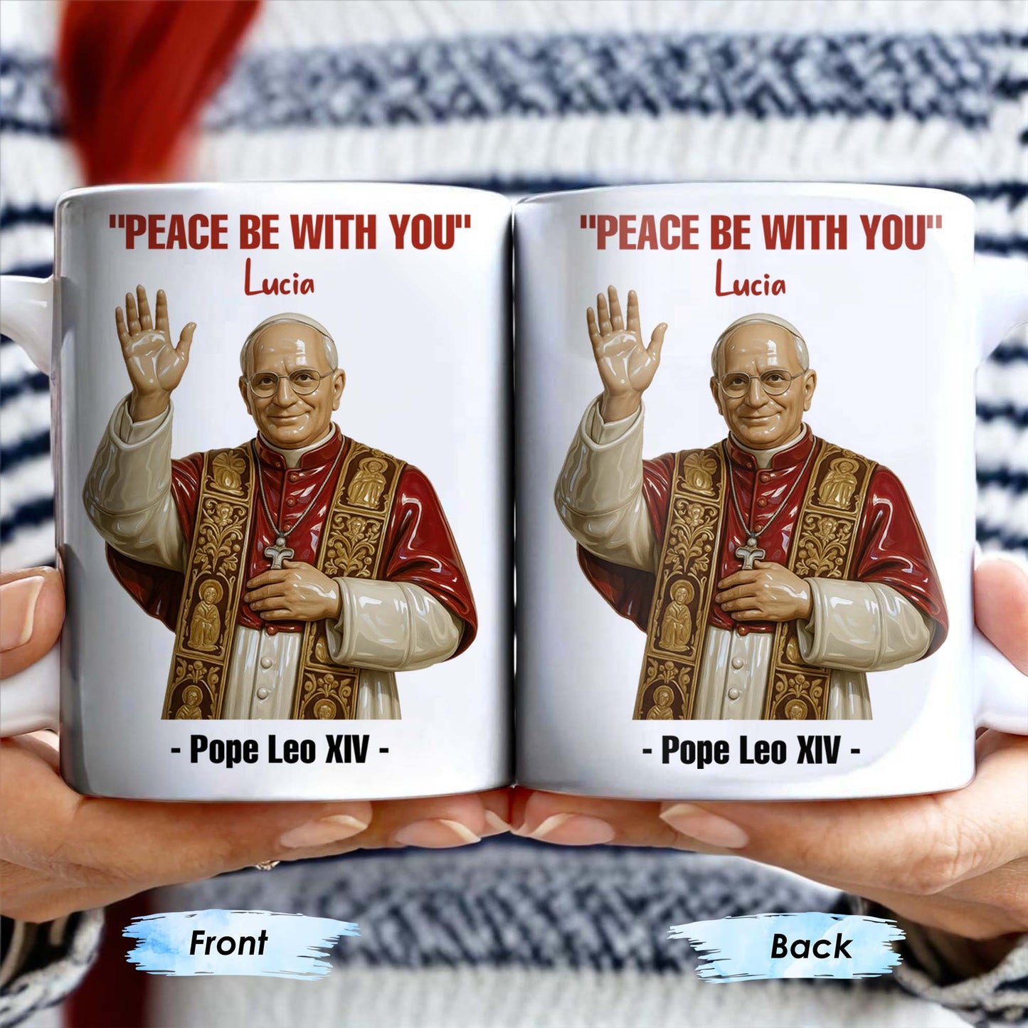 "Peace Be With You", Pope and Religious Vestments - Personalized Custom Coffee Mug - FTH075_MG