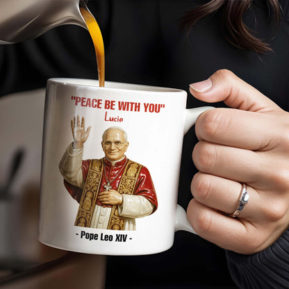 "Peace Be With You", Pope and Religious Vestments - Personalized Custom Coffee Mug - FTH075_MG