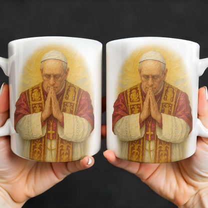 The Pope In Prayer, Religious Art - Personalized Custom Coffee Mug - FTH077_MG