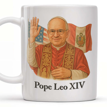 Pope Leo XIV, Flags - Personalized Custom Coffee Mug - FTH086_MG