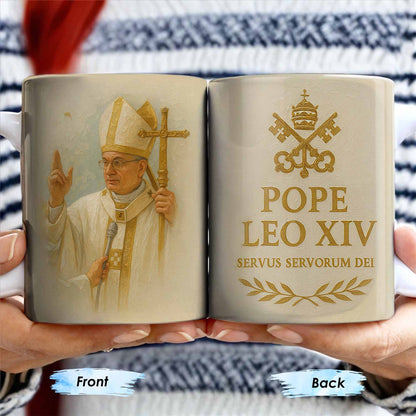 Pope Leo XIV Servus Servorum Dei, Religious Symbols - Personalized Custom Coffee Mug - FTH089_MG