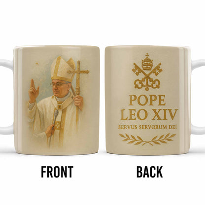 Pope Leo XIV Servus Servorum Dei, Religious Symbols - Personalized Custom Coffee Mug - FTH089_MG