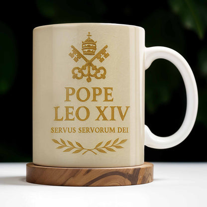 Pope Leo XIV Servus Servorum Dei, Religious Symbols - Personalized Custom Coffee Mug - FTH089_MG