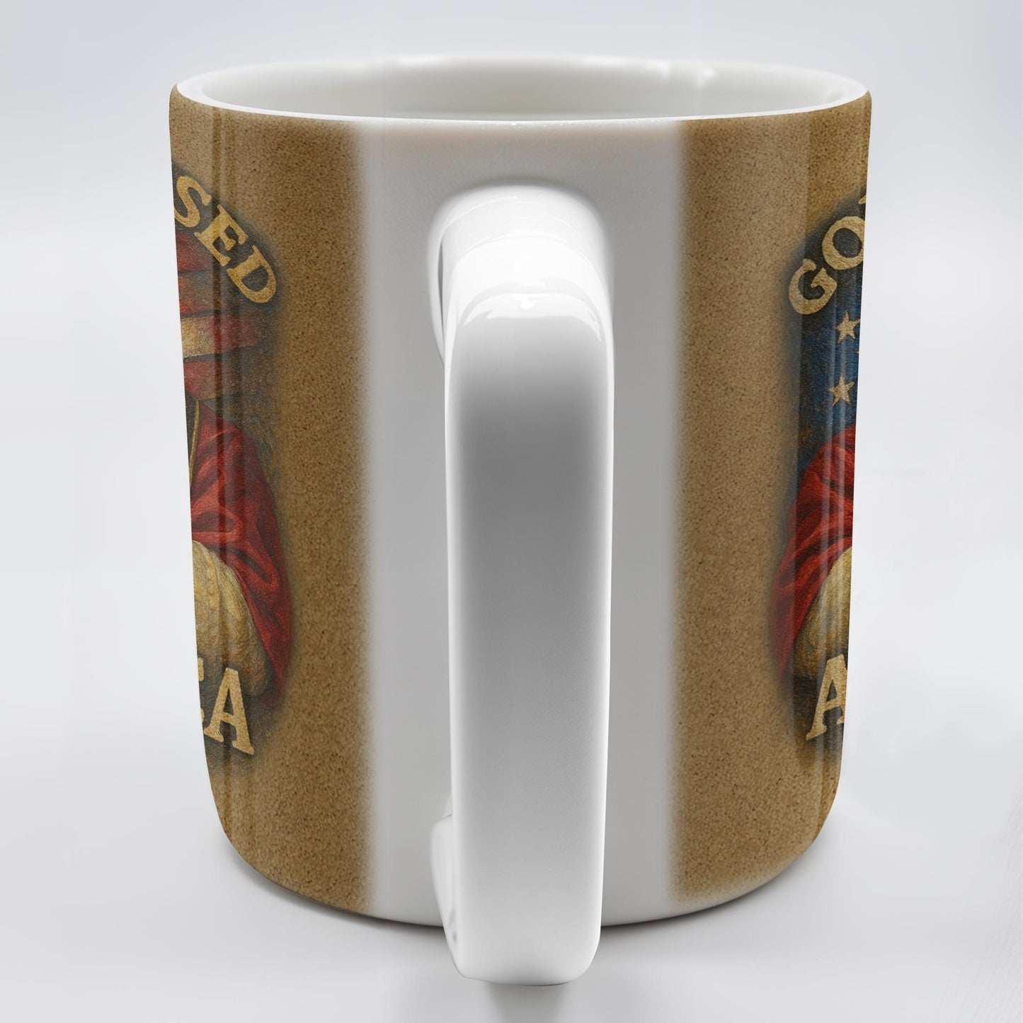 God Blessed America, Mug Featuring Pope And US Flag - Personalized Custom Coffee Mug - FTH090_MG